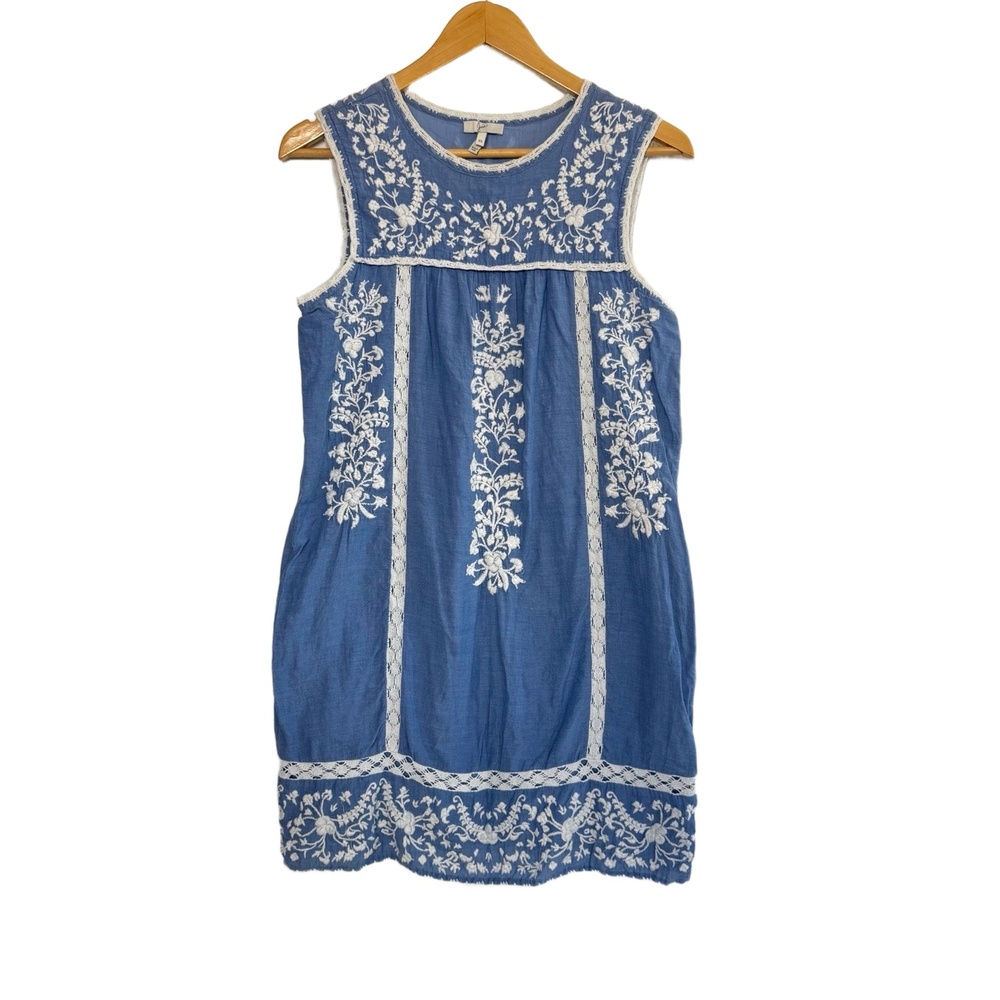 Joie Dress Sleeveless Blue Embroidered Floral Detail Crew Neck Extra‎ Small